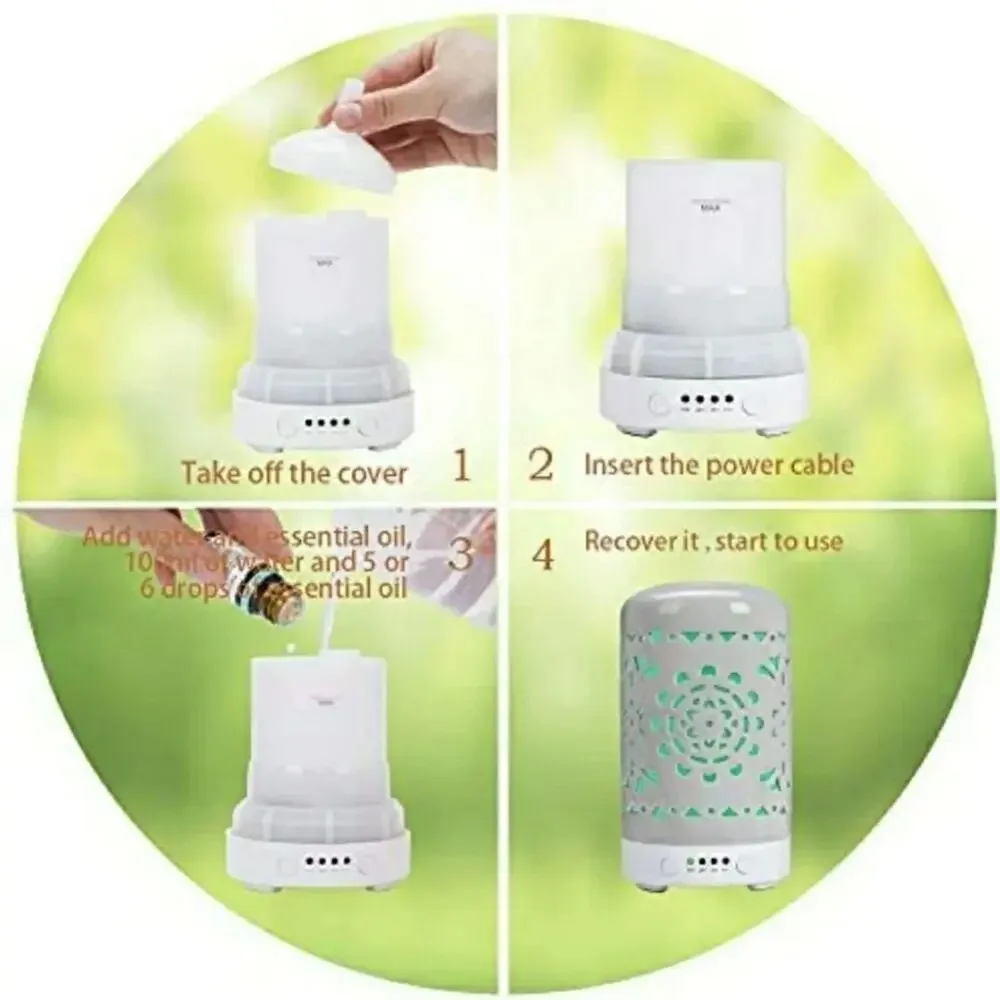 Aromatherapy Essential Oil Diffuser Auto Color Changing 7 Led Mood Lights BNIB